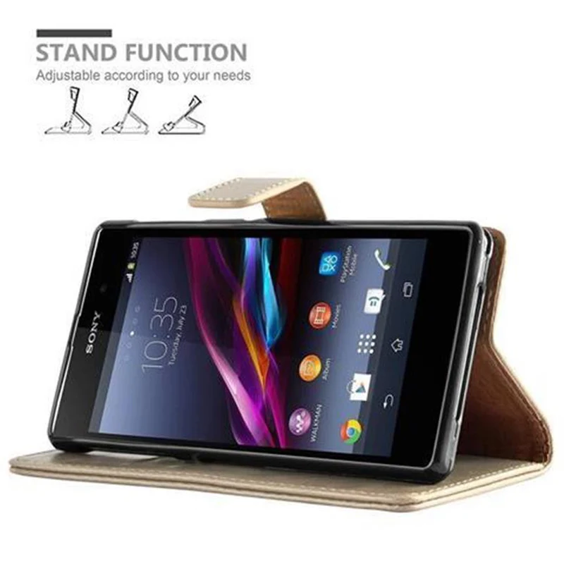 Cadorabo Hülle kompatibel mit Sony Xperia Z1 Schutzhülle mit Magnetverschluss, Standfunktion und Kartenfach