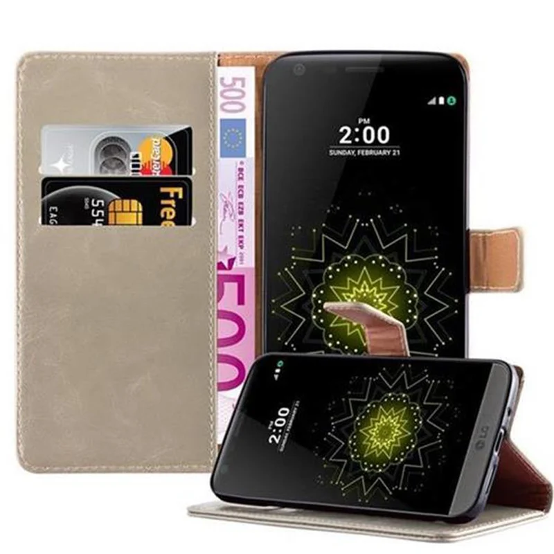 Cadorabo Hülle kompatibel mit LG G5 Schutzhülle mit Magnetverschluss, Standfunktion und Kartenfach