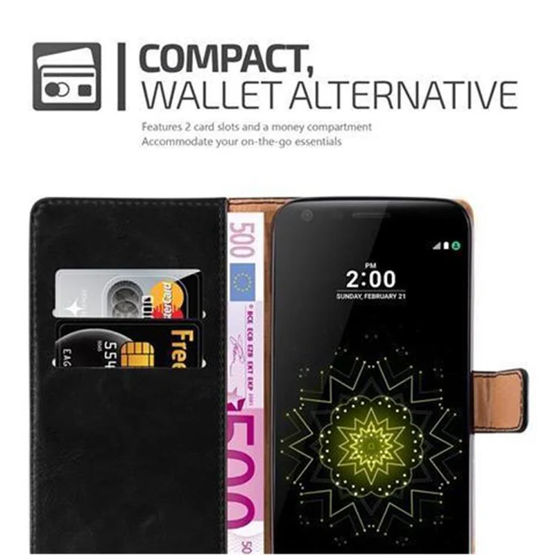 Cadorabo Hülle kompatibel mit LG G5 Schutzhülle mit Magnetverschluss, Standfunktion und Kartenfach