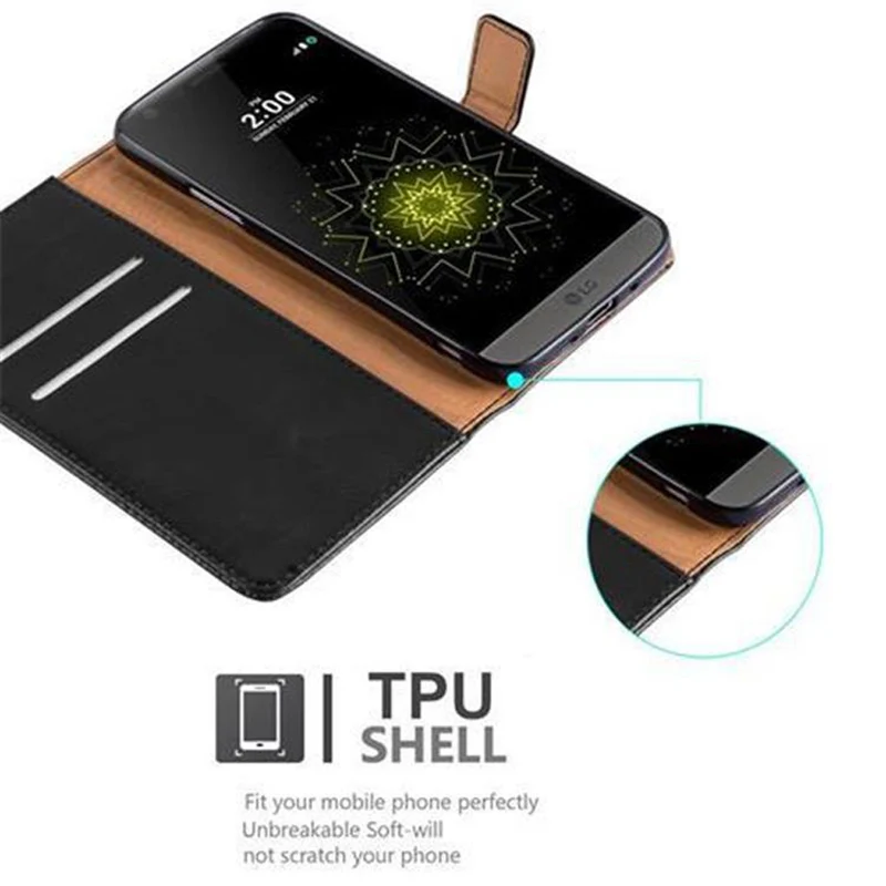 Cadorabo Hülle kompatibel mit LG G5 Schutzhülle mit Magnetverschluss, Standfunktion und Kartenfach