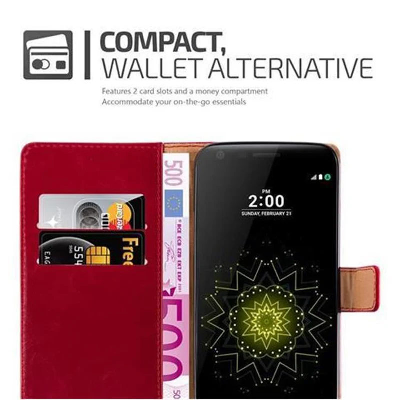 Cadorabo Hülle kompatibel mit LG G5 Schutzhülle mit Magnetverschluss, Standfunktion und Kartenfach