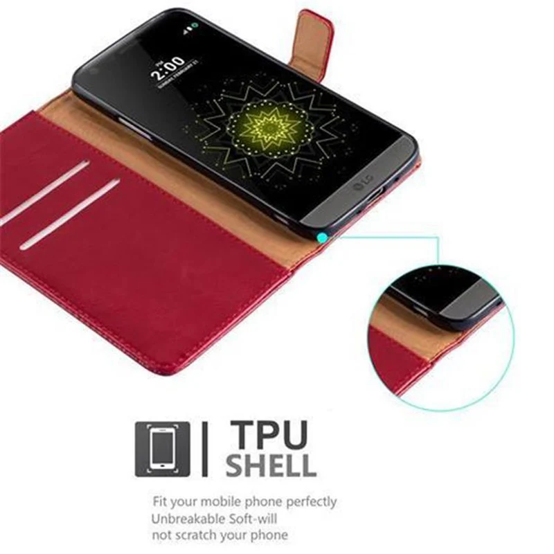 Cadorabo Hülle kompatibel mit LG G5 Schutzhülle mit Magnetverschluss, Standfunktion und Kartenfach