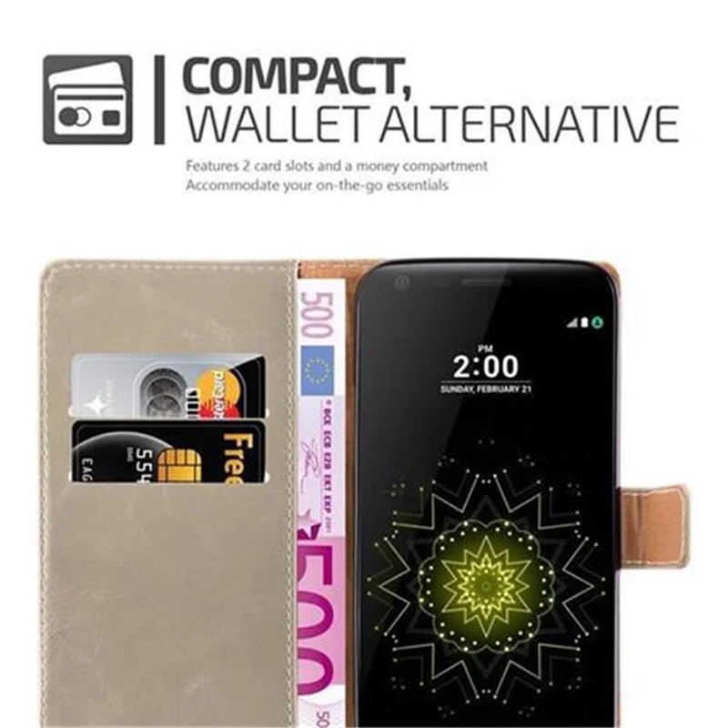 Cadorabo Hülle kompatibel mit LG G5 Schutzhülle mit Magnetverschluss, Standfunktion und Kartenfach