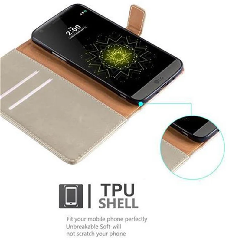 Cadorabo Hülle kompatibel mit LG G5 Schutzhülle mit Magnetverschluss, Standfunktion und Kartenfach