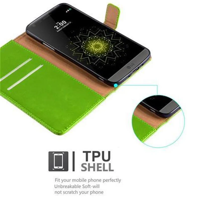 Cadorabo Hülle kompatibel mit LG G5 Schutzhülle mit Magnetverschluss, Standfunktion und Kartenfach
