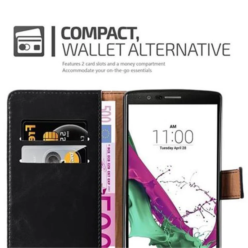 Cadorabo Hülle kompatibel mit LG G4 / G4 PLUS Schutzhülle mit Magnetverschluss, Standfunktion und Kartenfach