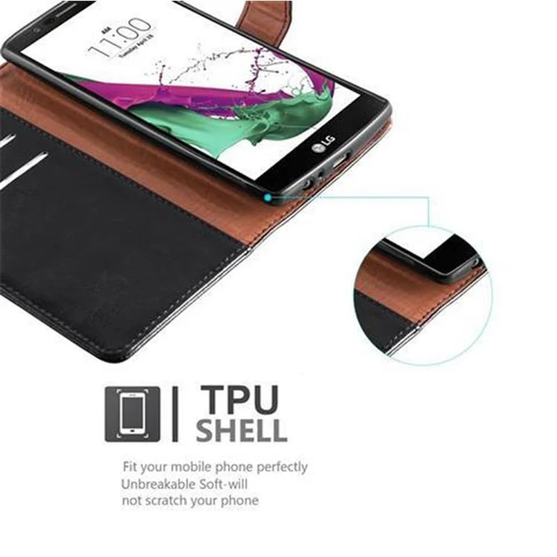 Cadorabo Hülle kompatibel mit LG G4 / G4 PLUS Schutzhülle mit Magnetverschluss, Standfunktion und Kartenfach