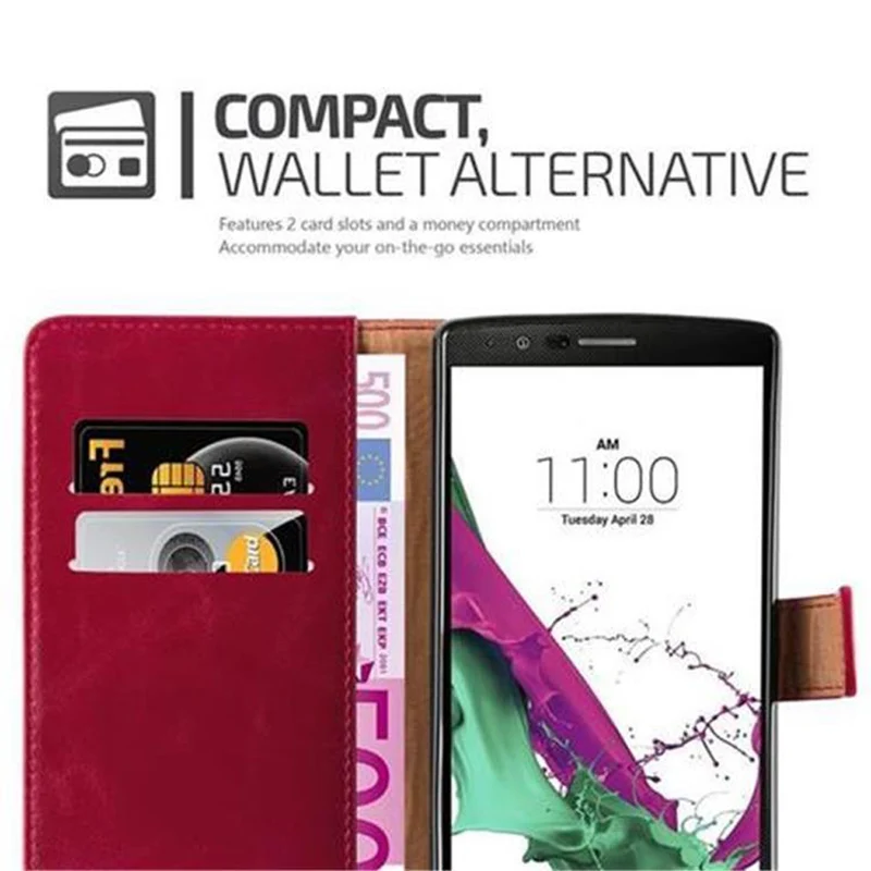 Cadorabo Hülle kompatibel mit LG G4 / G4 PLUS Schutzhülle mit Magnetverschluss, Standfunktion und Kartenfach