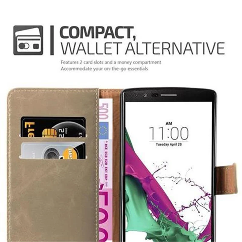 Cadorabo Hülle kompatibel mit LG G4 / G4 PLUS Schutzhülle mit Magnetverschluss, Standfunktion und Kartenfach