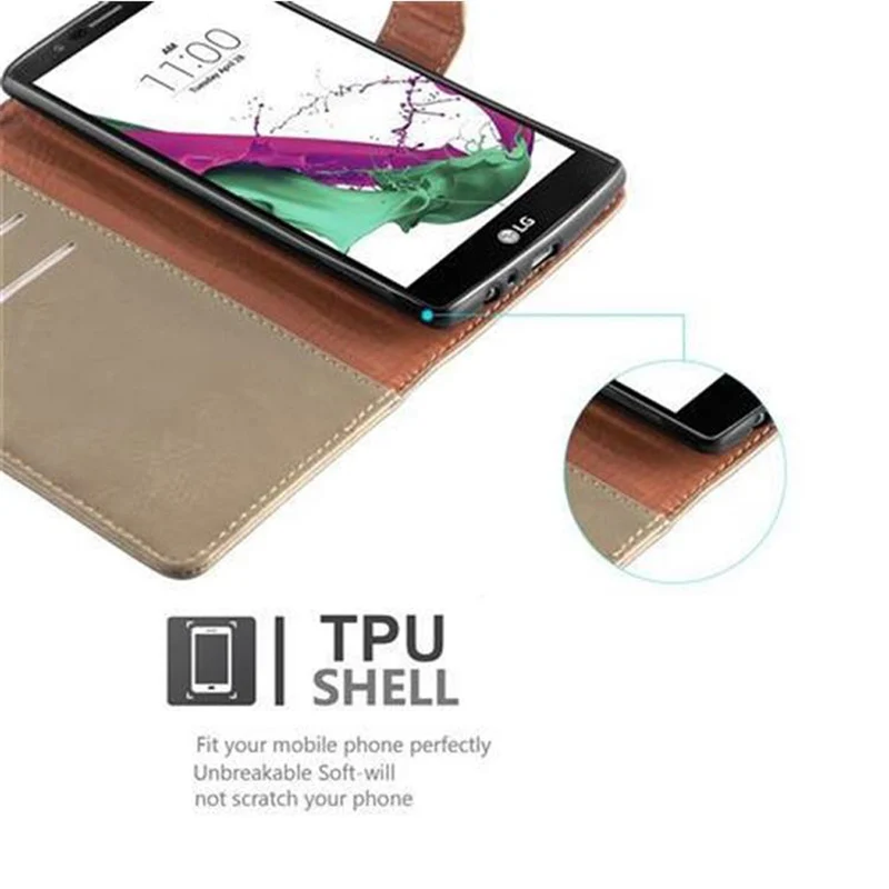 Cadorabo Hülle kompatibel mit LG G4 / G4 PLUS Schutzhülle mit Magnetverschluss, Standfunktion und Kartenfach