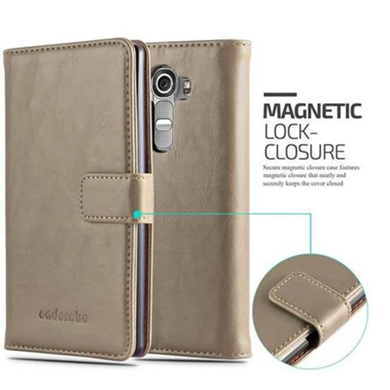 Cadorabo Hülle kompatibel mit LG G4 / G4 PLUS Schutzhülle mit Magnetverschluss, Standfunktion und Kartenfach