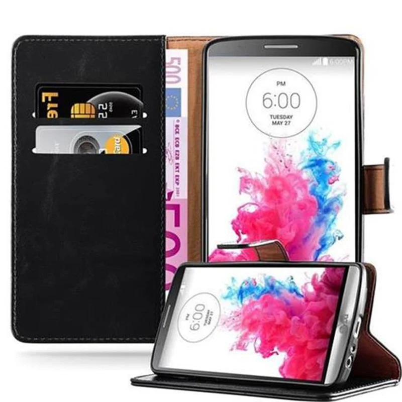 Cadorabo Hülle kompatibel mit LG G3 Schutzhülle mit Magnetverschluss, Standfunktion und Kartenfach