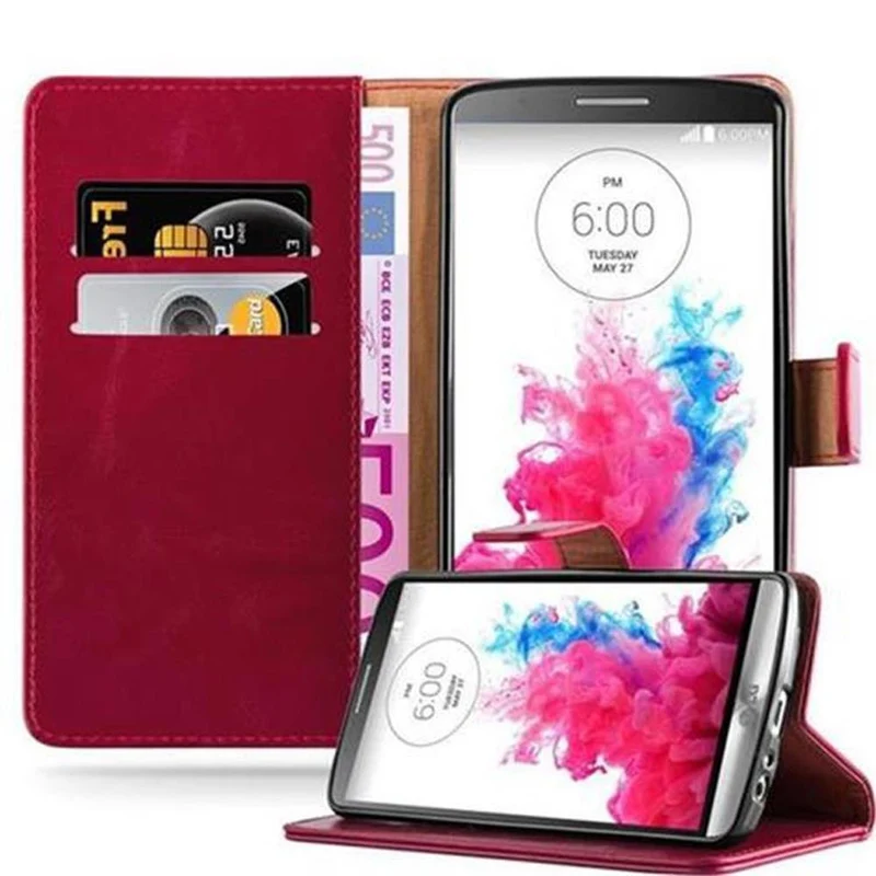 Cadorabo Hülle kompatibel mit LG G3 Schutzhülle mit Magnetverschluss, Standfunktion und Kartenfach