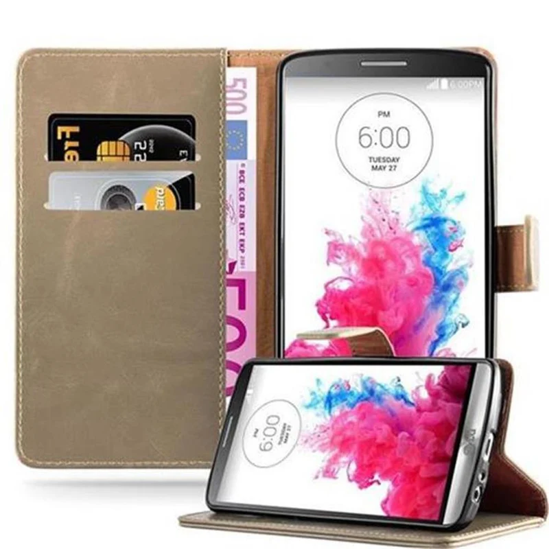 Cadorabo Hülle kompatibel mit LG G3 Schutzhülle mit Magnetverschluss, Standfunktion und Kartenfach