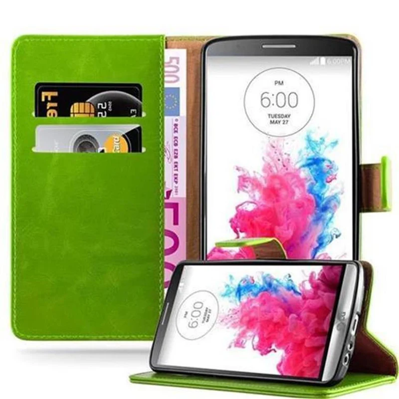 Cadorabo Hülle kompatibel mit LG G3 Schutzhülle mit Magnetverschluss, Standfunktion und Kartenfach