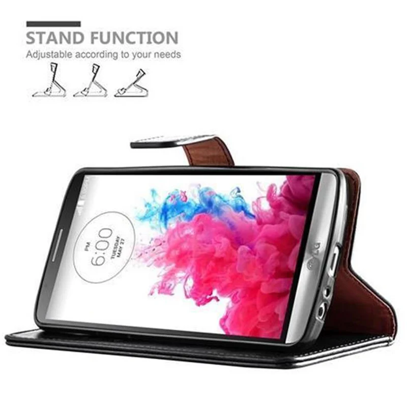 Cadorabo Hülle kompatibel mit LG G3 Schutzhülle mit Magnetverschluss, Standfunktion und Kartenfach
