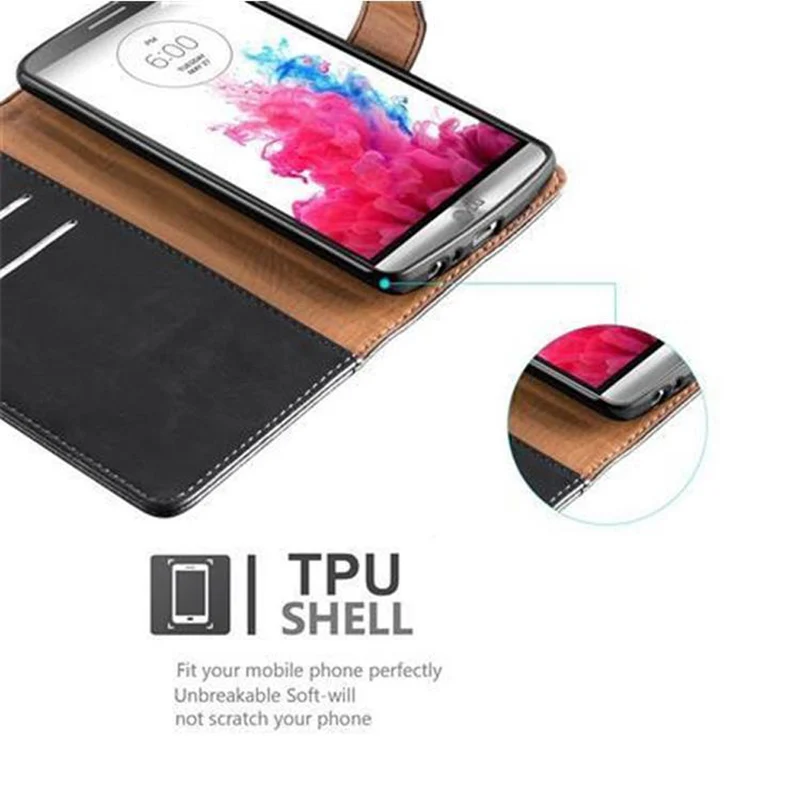 Cadorabo Hülle kompatibel mit LG G3 Schutzhülle mit Magnetverschluss, Standfunktion und Kartenfach