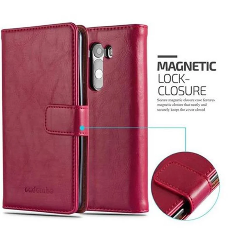 Cadorabo Hülle kompatibel mit LG G3 Schutzhülle mit Magnetverschluss, Standfunktion und Kartenfach