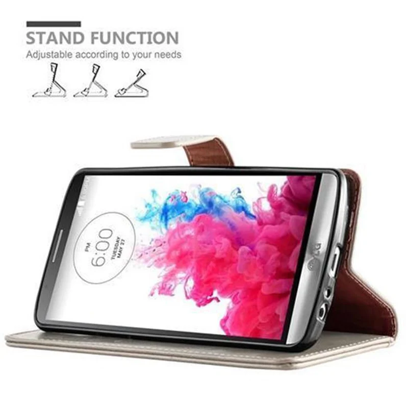 Cadorabo Hülle kompatibel mit LG G3 Schutzhülle mit Magnetverschluss, Standfunktion und Kartenfach