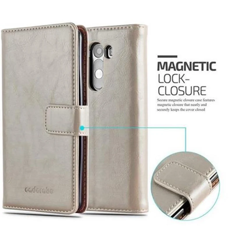 Cadorabo Hülle kompatibel mit LG G3 Schutzhülle mit Magnetverschluss, Standfunktion und Kartenfach