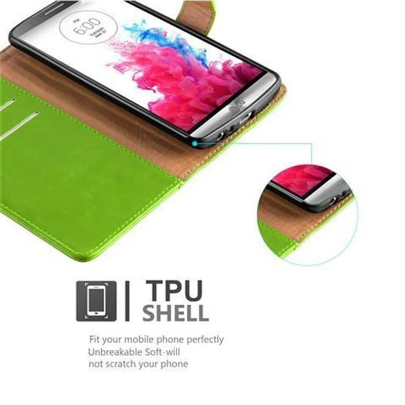 Cadorabo Hülle kompatibel mit LG G3 Schutzhülle mit Magnetverschluss, Standfunktion und Kartenfach