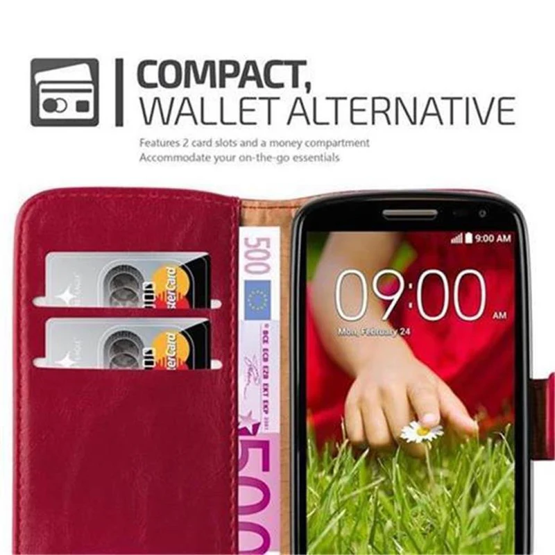 Cadorabo Hülle kompatibel mit LG G2 MINI Schutzhülle mit Magnetverschluss, Standfunktion und Kartenfach