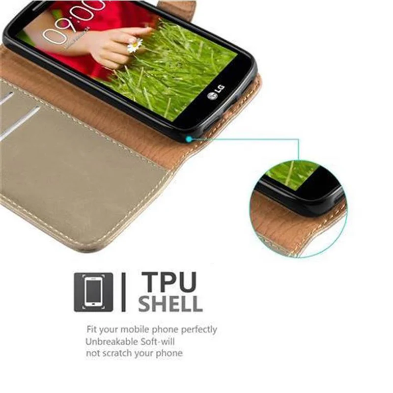 Cadorabo Hülle kompatibel mit LG G2 MINI Schutzhülle mit Magnetverschluss, Standfunktion und Kartenfach