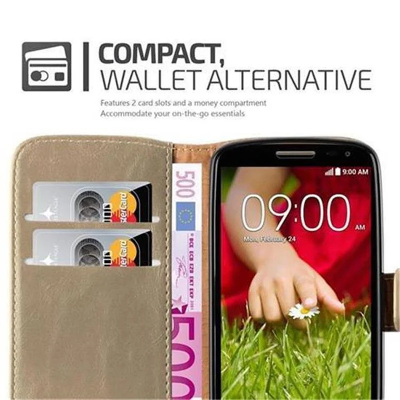 Cadorabo Hülle kompatibel mit LG G2 MINI Schutzhülle mit Magnetverschluss, Standfunktion und Kartenfach