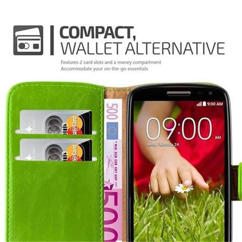 Cadorabo Hülle kompatibel mit LG G2 MINI Schutzhülle mit Magnetverschluss, Standfunktion und Kartenfach