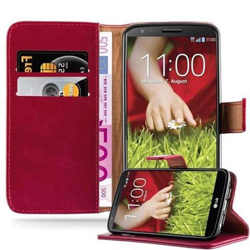 Cadorabo Hülle kompatibel mit LG G2 Schutzhülle mit Magnetverschluss, Standfunktion und Kartenfach