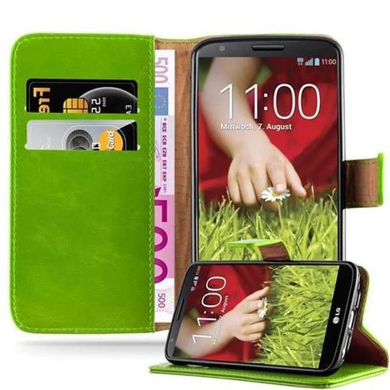Cadorabo Hülle kompatibel mit LG G2 Schutzhülle mit Magnetverschluss, Standfunktion und Kartenfach