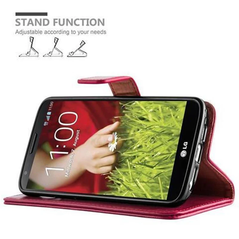 Cadorabo Hülle kompatibel mit LG G2 Schutzhülle mit Magnetverschluss, Standfunktion und Kartenfach