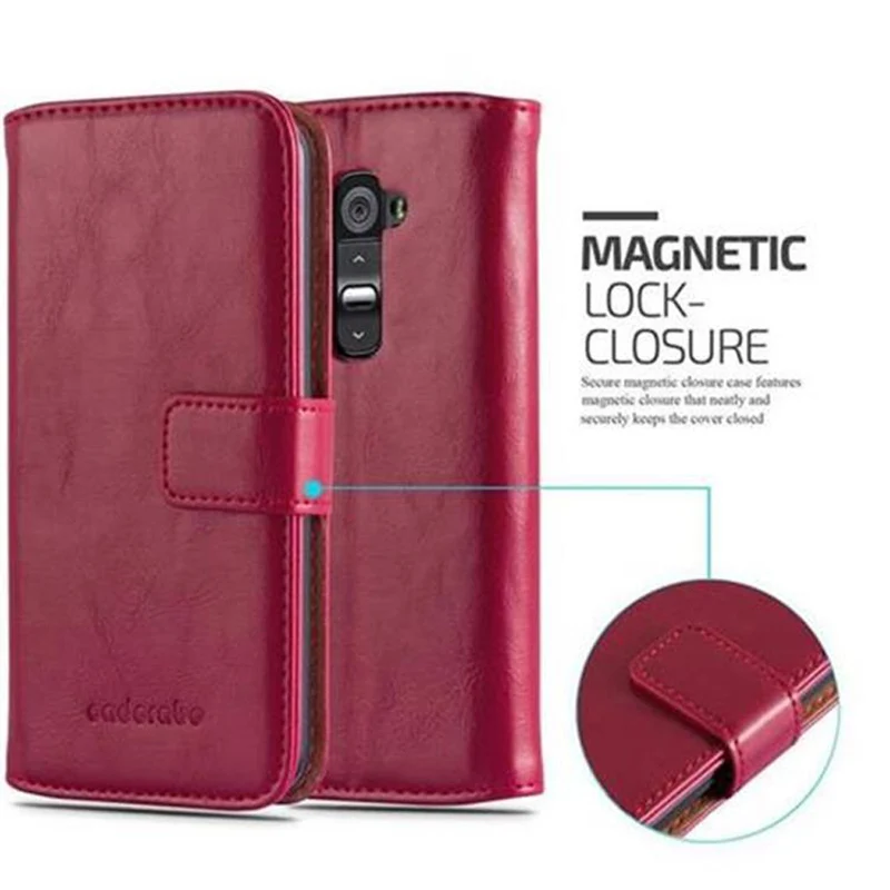 Cadorabo Hülle kompatibel mit LG G2 Schutzhülle mit Magnetverschluss, Standfunktion und Kartenfach
