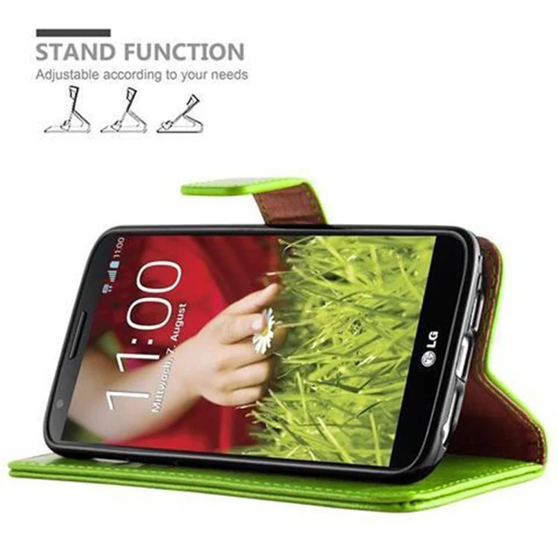 Cadorabo Hülle kompatibel mit LG G2 Schutzhülle mit Magnetverschluss, Standfunktion und Kartenfach