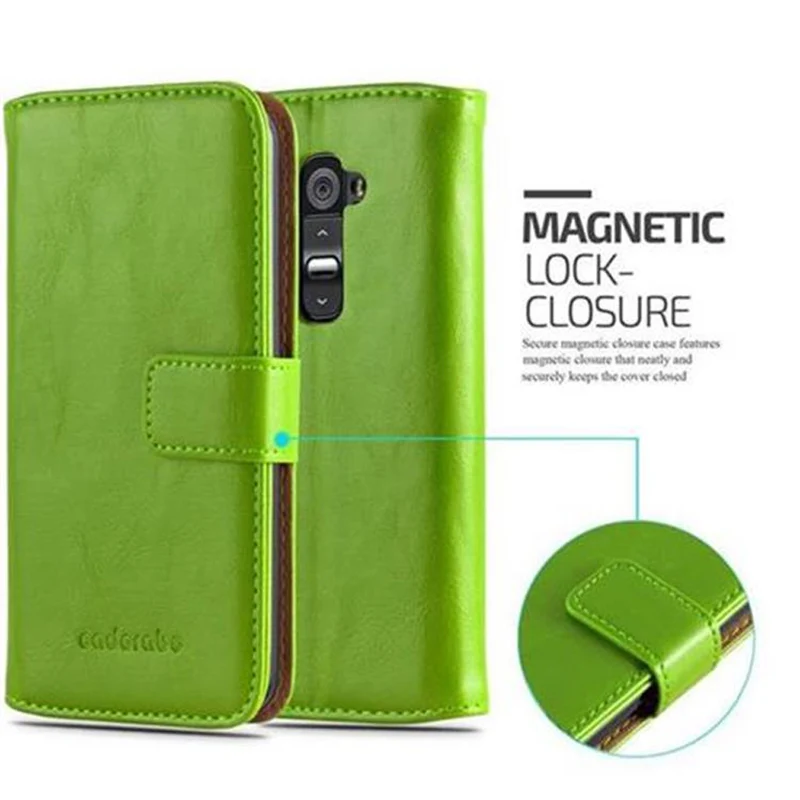 Cadorabo Hülle kompatibel mit LG G2 Schutzhülle mit Magnetverschluss, Standfunktion und Kartenfach