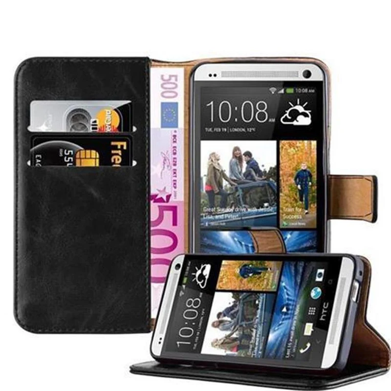 Cadorabo Hülle kompatibel mit HTC ONE M7 Schutzhülle mit Magnetverschluss, Standfunktion und Kartenfach