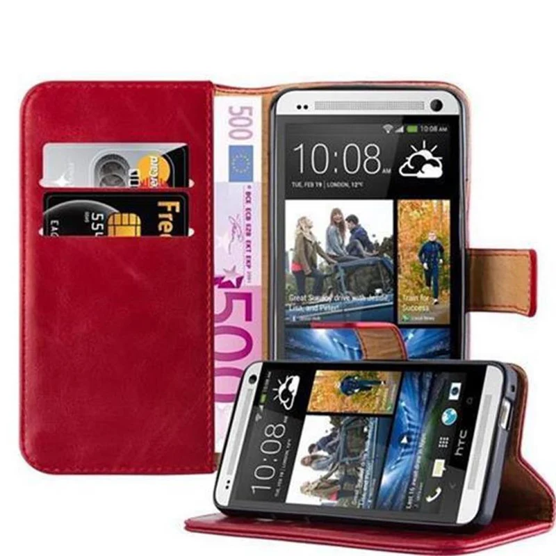 Cadorabo Hülle kompatibel mit HTC ONE M7 Schutzhülle mit Magnetverschluss, Standfunktion und Kartenfach