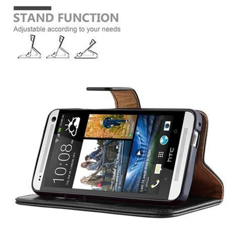 Cadorabo Hülle kompatibel mit HTC ONE M7 Schutzhülle mit Magnetverschluss, Standfunktion und Kartenfach