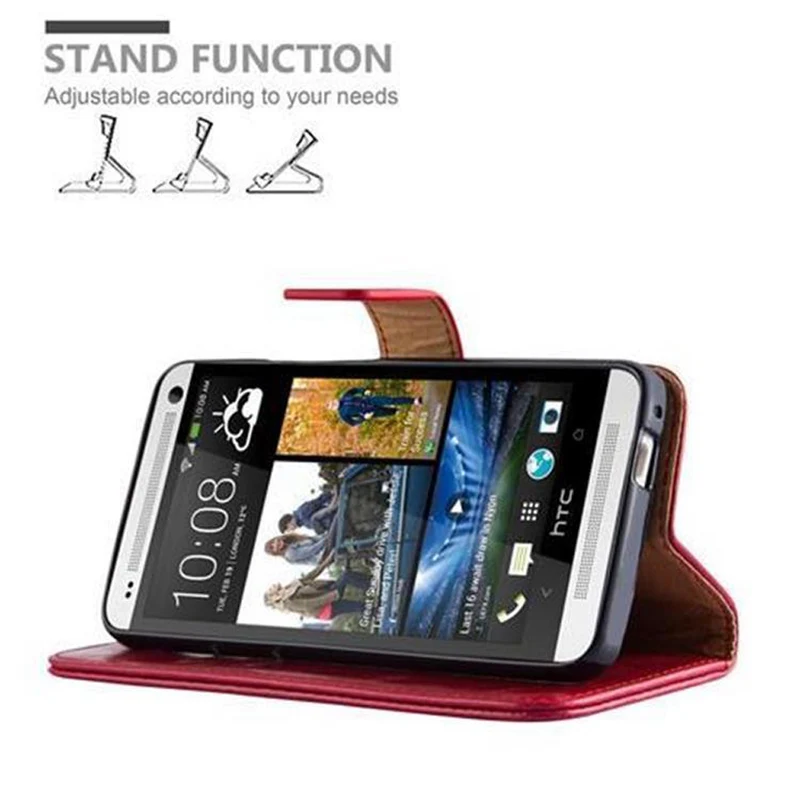 Cadorabo Hülle kompatibel mit HTC ONE M7 Schutzhülle mit Magnetverschluss, Standfunktion und Kartenfach