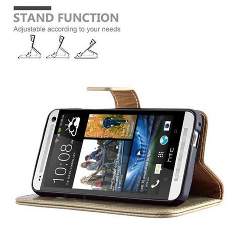 Cadorabo Hülle kompatibel mit HTC ONE M7 Schutzhülle mit Magnetverschluss, Standfunktion und Kartenfach