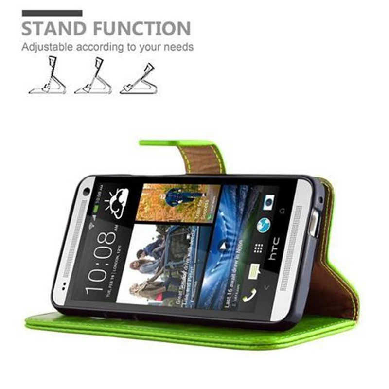 Cadorabo Hülle kompatibel mit HTC ONE M7 Schutzhülle mit Magnetverschluss, Standfunktion und Kartenfach