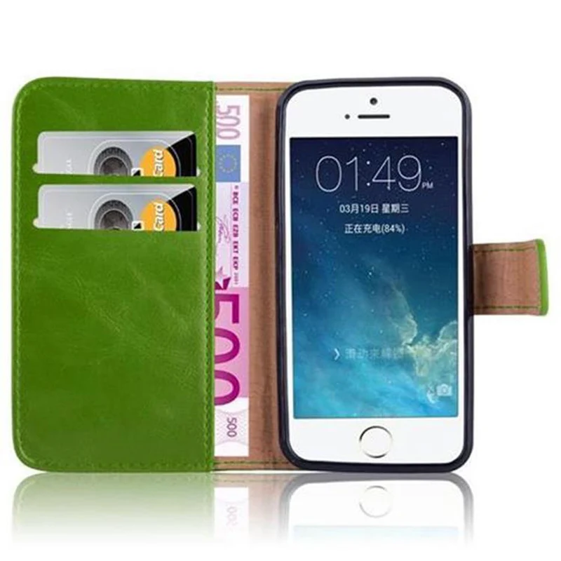 Cadorabo Hülle kompatibel mit Apple iPhone 5 / 5S / SE 2016 Schutzhülle mit Magnetverschluss, Standfunktion und Kartenfach