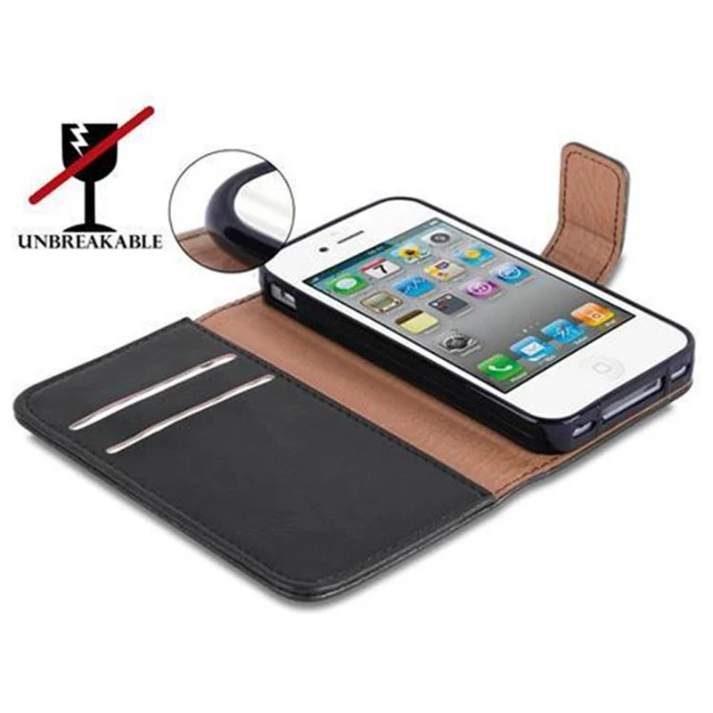 Cadorabo Hülle kompatibel mit Apple iPhone 4 / 4S Schutzhülle mit Magnetverschluss, Standfunktion und Kartenfach