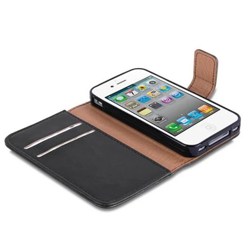 Cadorabo Hülle kompatibel mit Apple iPhone 4 / 4S Schutzhülle mit Magnetverschluss, Standfunktion und Kartenfach