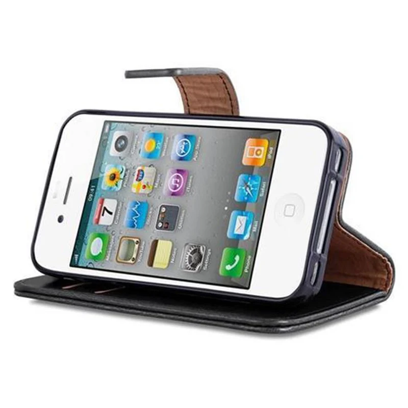 Cadorabo Hülle kompatibel mit Apple iPhone 4 / 4S Schutzhülle mit Magnetverschluss, Standfunktion und Kartenfach