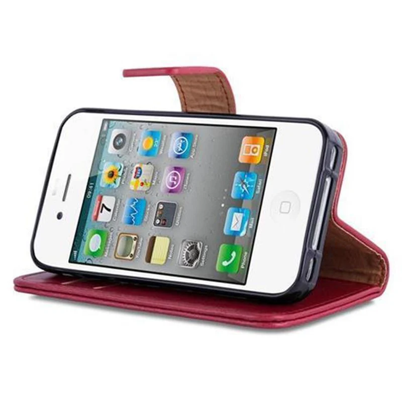 Cadorabo Hülle kompatibel mit Apple iPhone 4 / 4S Schutzhülle mit Magnetverschluss, Standfunktion und Kartenfach
