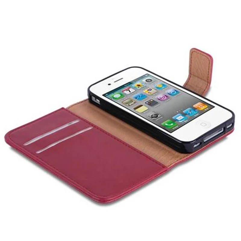 Cadorabo Hülle kompatibel mit Apple iPhone 4 / 4S Schutzhülle mit Magnetverschluss, Standfunktion und Kartenfach