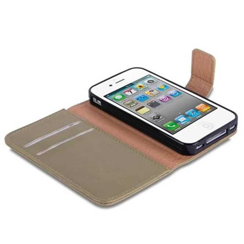 Cadorabo Hülle kompatibel mit Apple iPhone 4 / 4S Schutzhülle mit Magnetverschluss, Standfunktion und Kartenfach
