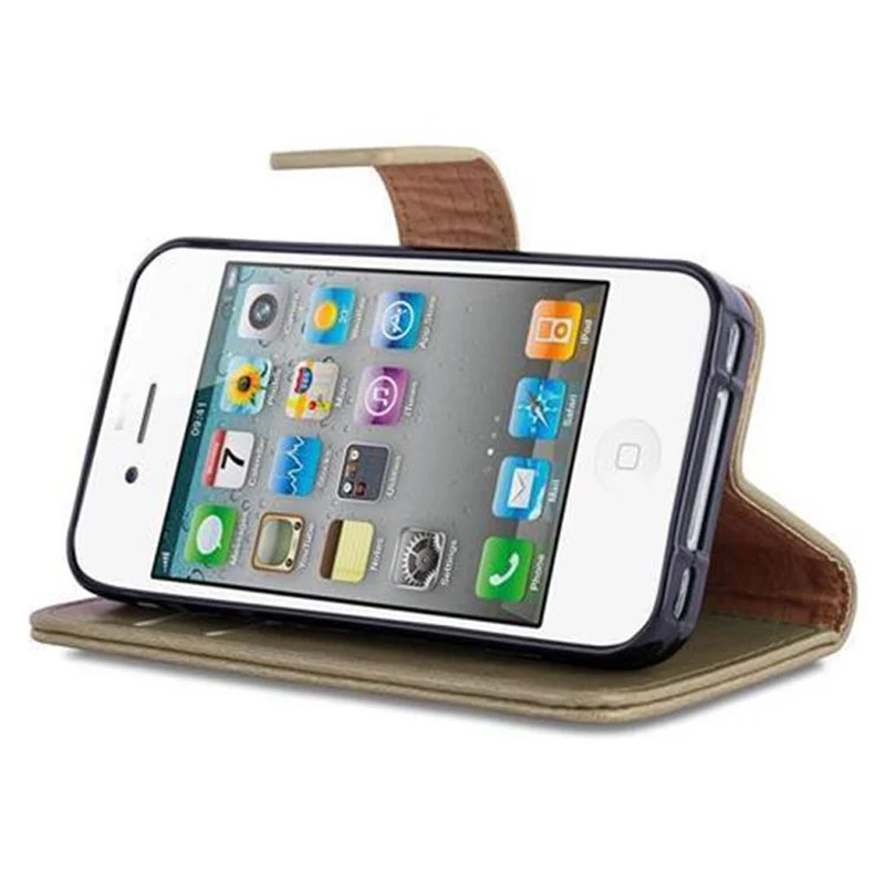 Cadorabo Hülle kompatibel mit Apple iPhone 4 / 4S Schutzhülle mit Magnetverschluss, Standfunktion und Kartenfach