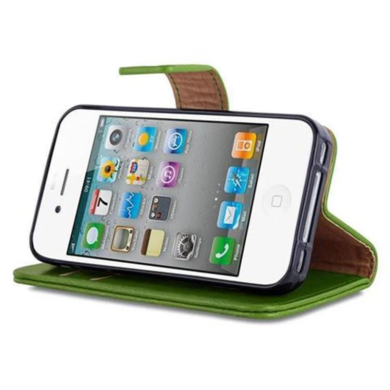 Cadorabo Hülle kompatibel mit Apple iPhone 4 / 4S Schutzhülle mit Magnetverschluss, Standfunktion und Kartenfach